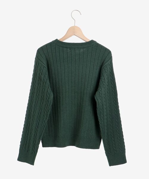 MAJESTIC LEGON（マジェスティックレゴン）の「ポイントロゴミニケーブルニット（ニット/セーター・レディース・ベージュ/グリーン/アイボリー・MEDIUM）」の10枚目の写真