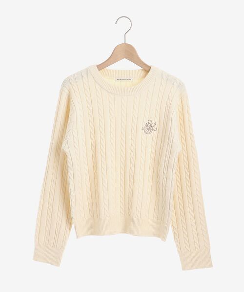 MAJESTIC LEGON（マジェスティックレゴン）の「ポイントロゴミニケーブルニット（ニット/セーター・レディース・ベージュ/グリーン/アイボリー・MEDIUM）」の14枚目の写真