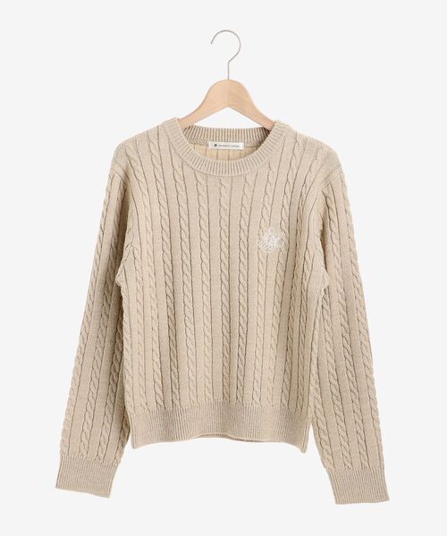 MAJESTIC LEGON（マジェスティックレゴン）の「ポイントロゴミニケーブルニット（ニット/セーター・レディース・ベージュ/グリーン/アイボリー・MEDIUM）」の18枚目の写真
