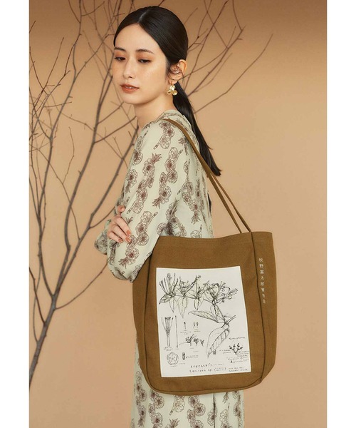 IEDIT（イディット）の「ＩＥＤＩＴ　牧野植物園×ＩＥＤＩＴ　牧野博士の描いたキダチニンドウのトートバッグ（トートバッグ・レディース・キナリ/ブラウン・ONE SIZE）」の3枚目の写真