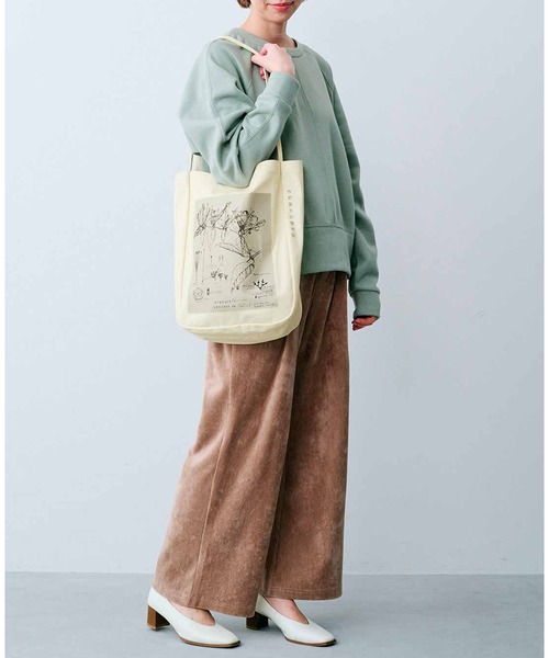 IEDIT（イディット）の「ＩＥＤＩＴ　牧野植物園×ＩＥＤＩＴ　牧野博士の描いたキダチニンドウのトートバッグ（トートバッグ・レディース・キナリ/ブラウン・ONE SIZE）」の4枚目の写真