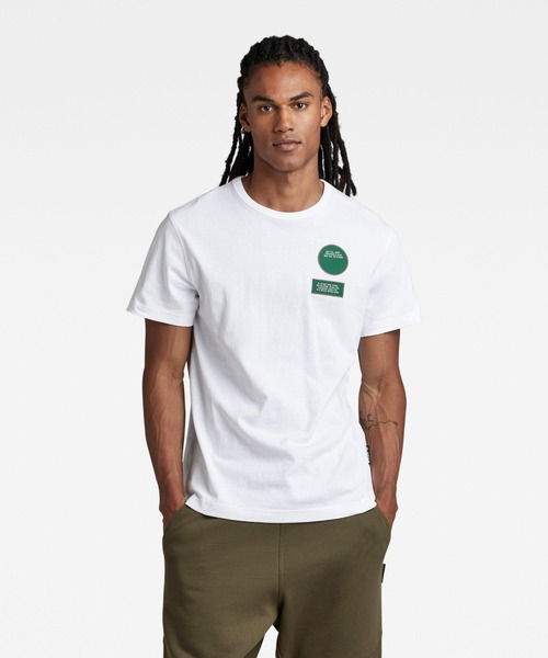 G-STAR(ジースター)の「BADGES T-SHIRT/ロゴT/ワッペン(Tシャツ/カットソー・メンズ・ダークブラック/ホワイト・MEDIUM/SMALL/LARGE/X-LARGE/X-SMALL)」の2枚目の写真
