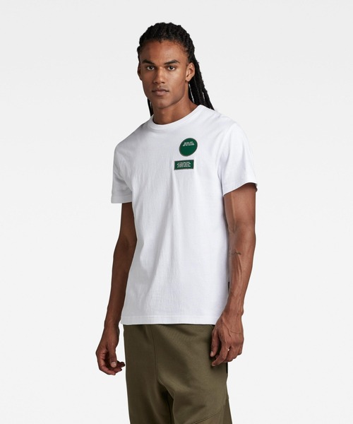 G-STAR(ジースター)の「BADGES T-SHIRT/ロゴT/ワッペン(Tシャツ/カットソー・メンズ・ダークブラック/ホワイト・MEDIUM/SMALL/LARGE/X-LARGE/X-SMALL)」の3枚目の写真