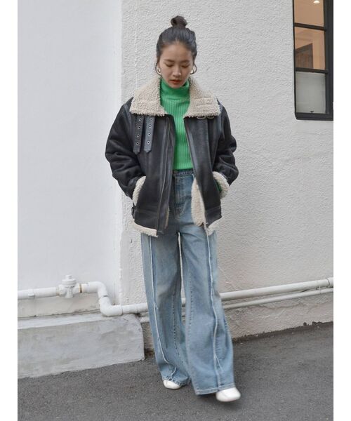 Ungrid（アングリッド）の「フェイクムートンボアブルゾン（ブルゾン・レディース・ブラック/ダークブラウン・SMALL/MEDIUM）」の16枚目の写真