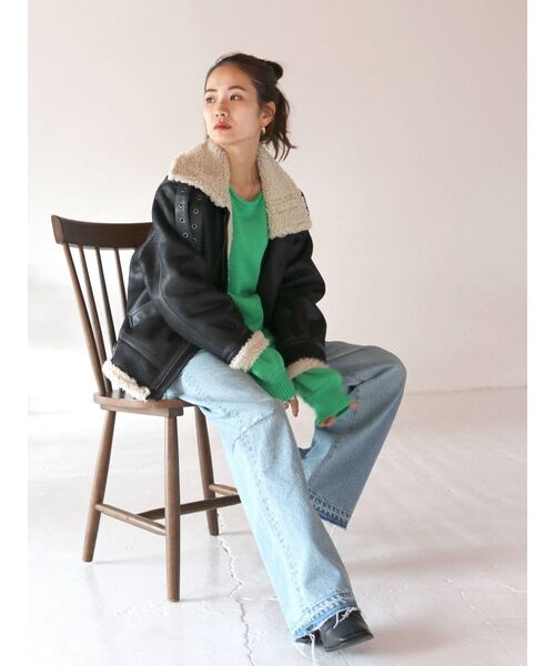 Ungrid（アングリッド）の「フェイクムートンボアブルゾン（ブルゾン・レディース・ブラック/ダークブラウン・SMALL/MEDIUM）」の17枚目の写真