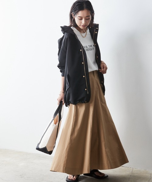CHIC STYLE(シックスタイル)の「 綿100%フレアチノマキシスカート <大きいサイズ有>シックスタイル(スカート・レディース・ネイビー/ベージュ・M/L/LL/3L/4L/5L)」の5枚目の写真