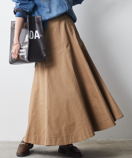 CHIC STYLE(シックスタイル)の「 綿100%フレアチノマキシスカート <大きいサイズ有>シックスタイル(スカート・レディース・ネイビー/ベージュ・M/L/LL/3L/4L/5L)」の15枚目の写真
