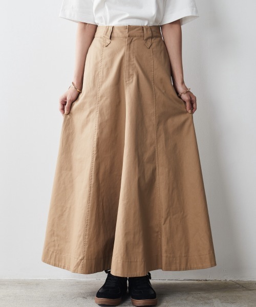 CHIC STYLE(シックスタイル)の「 綿100%フレアチノマキシスカート <大きいサイズ有>シックスタイル(スカート・レディース・ネイビー/ベージュ・M/L/LL/3L/4L/5L)」の21枚目の写真