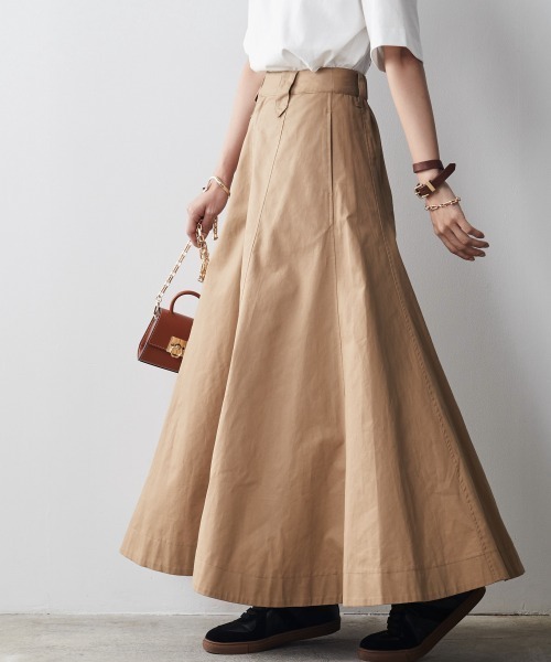 CHIC STYLE(シックスタイル)の「 綿100%フレアチノマキシスカート <大きいサイズ有>シックスタイル(スカート・レディース・ネイビー/ベージュ・M/L/LL/3L/4L/5L)」の16枚目の写真