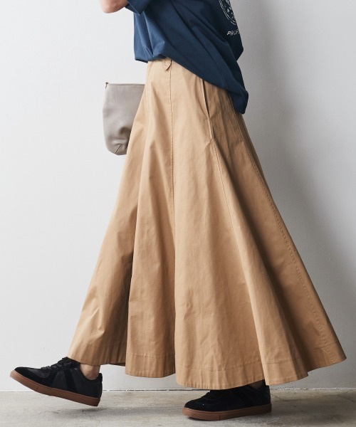 CHIC STYLE(シックスタイル)の「 綿100%フレアチノマキシスカート <大きいサイズ有>シックスタイル(スカート・レディース・ネイビー/ベージュ・M/L/LL/3L/4L/5L)」の17枚目の写真