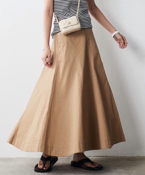 CHIC STYLE(シックスタイル)の「 綿100%フレアチノマキシスカート <大きいサイズ有>シックスタイル(スカート・レディース・ネイビー/ベージュ・M/L/LL/3L/4L/5L)」の14枚目の写真