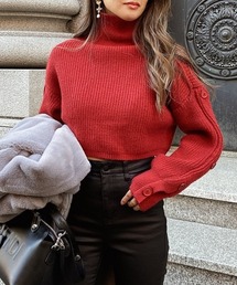 esutoreja | Buttoned sleeve short knit(ニット/セーター)