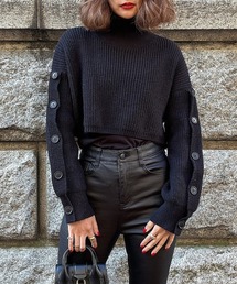 ボタンドスリーブショートニット