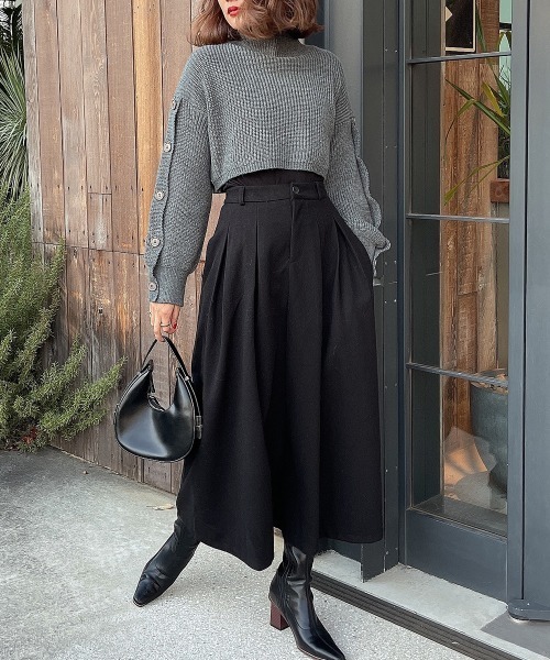 esutoreja（エストレジャ）の「ボタンドスリーブショートニット（ニット/セーター・レディース・グレー/レッド系/ブラック・FREE）」の15枚目の写真