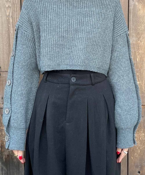 esutoreja（エストレジャ）の「ボタンドスリーブショートニット（ニット/セーター・レディース・グレー/レッド系/ブラック・FREE）」の14枚目の写真