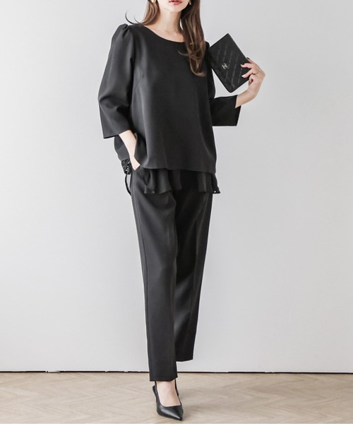 La-gemme（ラジェム）の「バックレースセットアップ（セットアップ・レディース・グレー系その他/グレイッシュベージュ/ブラック/ネイビー・M/L）」の5枚目の写真