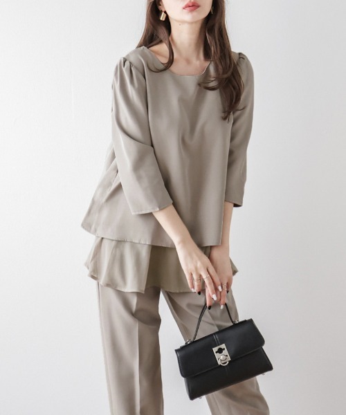 La-gemme（ラジェム）の「バックレースセットアップ（セットアップ・レディース・グレー系その他/グレイッシュベージュ/ブラック/ネイビー・M/L）」の10枚目の写真