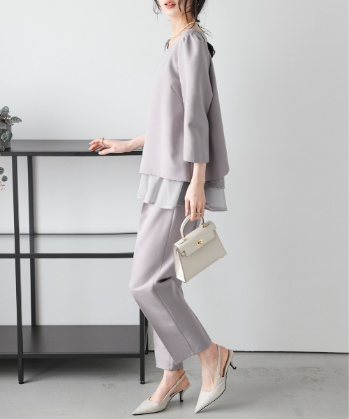 La-gemme（ラジェム）の「バックレースセットアップ（セットアップ・レディース・グレー系その他/グレイッシュベージュ/ブラック/ネイビー・M/L）」の12枚目の写真