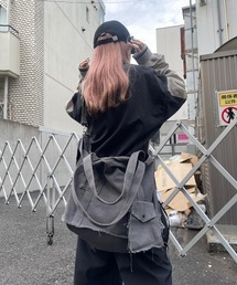 XU | 【XU/エックスユー】grunge denim shoulder bag/ショルダーバッグ バッグ デニム デニムバッグ グランジ ヴィンテージ風 古着風 肩掛け 肩掛けバッグ 大容量バッグ(ショルダーバッグ)