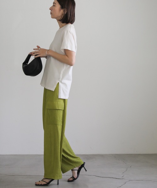 select MOCA（セレクトモカ）の「楊柳プリーツワイドカーゴパンツ（カーゴパンツ・レディース・ブラック/ライトオリーブ・FREE）」の10枚目の写真