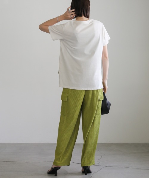 select MOCA（セレクトモカ）の「楊柳プリーツワイドカーゴパンツ（カーゴパンツ・レディース・ブラック/ライトオリーブ・FREE）」の12枚目の写真