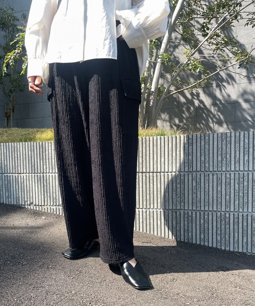select MOCA（セレクトモカ）の「楊柳プリーツワイドカーゴパンツ（カーゴパンツ・レディース・ブラック/ライトオリーブ・FREE）」の17枚目の写真