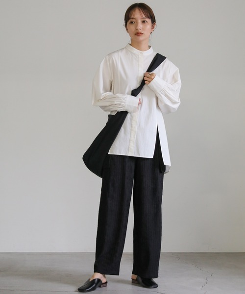 select MOCA（セレクトモカ）の「楊柳プリーツワイドカーゴパンツ（カーゴパンツ・レディース・ブラック/ライトオリーブ・FREE）」の4枚目の写真