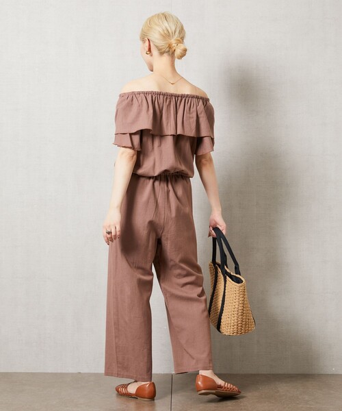 FREAK'S STORE（フリークスストア）の「【限定展開】インド リネン フリル オールインワン（2WAY）（つなぎ/オールインワン・レディース・ターコイズブルー/ブラウン/ナチュラル/ブラック・MEDIUM/SMALL）」の11枚目の写真