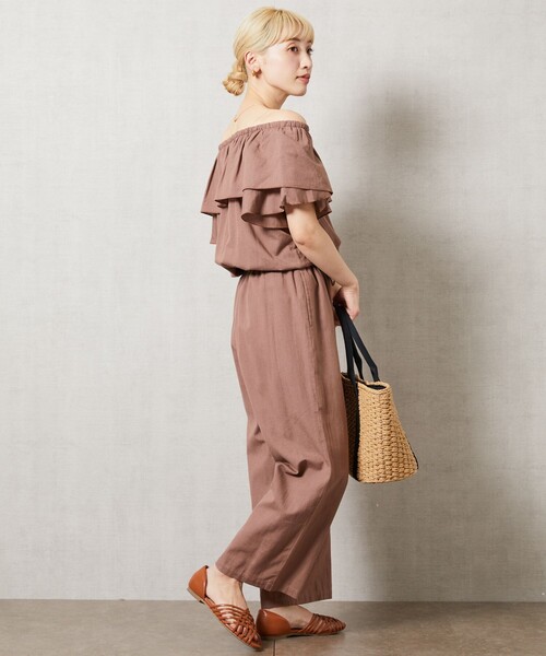 FREAK'S STORE（フリークスストア）の「【限定展開】インド リネン フリル オールインワン（2WAY）（つなぎ/オールインワン・レディース・ターコイズブルー/ブラウン/ナチュラル/ブラック・MEDIUM/SMALL）」の12枚目の写真