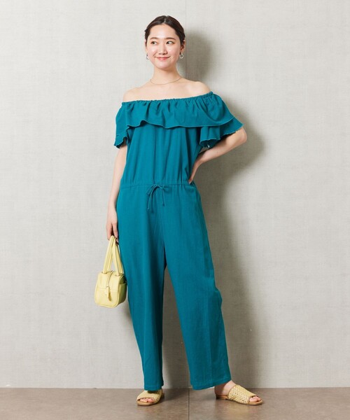 FREAK'S STORE（フリークスストア）の「【限定展開】インド リネン フリル オールインワン（2WAY）（つなぎ/オールインワン・レディース・ターコイズブルー/ブラウン/ナチュラル/ブラック・MEDIUM/SMALL）」の18枚目の写真