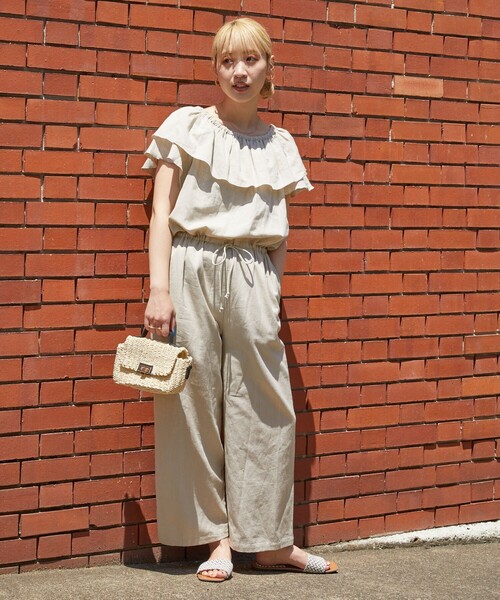 新品未使用　フリークスストア　リネンオールインワン FREAK'S STORE/接触冷感/UV リネンタッチ オールインワン/リネン