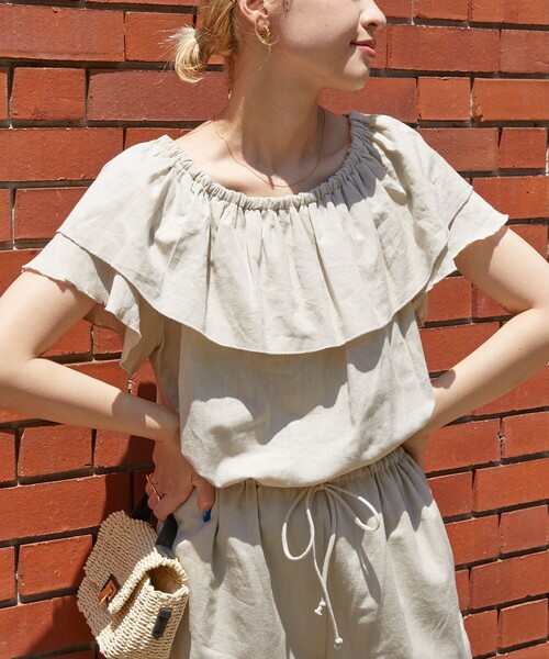 FREAK'S STORE（フリークスストア）の「【限定展開】インド リネン フリル オールインワン（2WAY）（つなぎ/オールインワン・レディース・ターコイズブルー/ブラウン/ナチュラル/ブラック・MEDIUM/SMALL）」の21枚目の写真