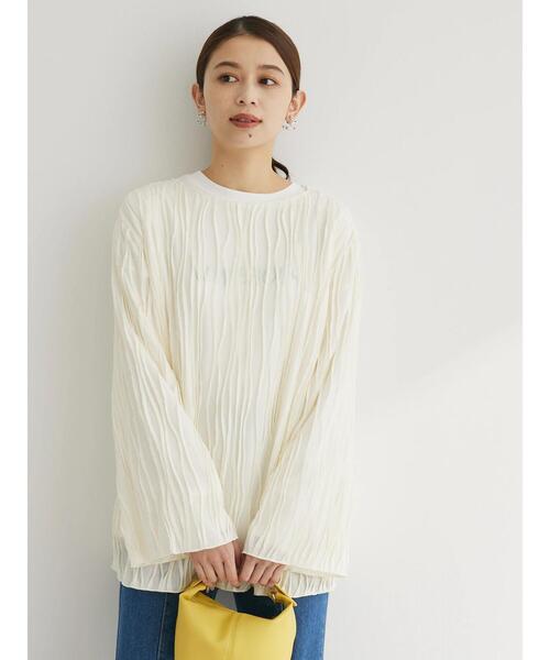 Green　Parks（グリーンパークス）の「ウエーブシアープルオーバー（Tシャツ/カットソー・レディース・グリーン/ベージュ/オフホワイト/ブラック・FREE）」の11枚目の写真