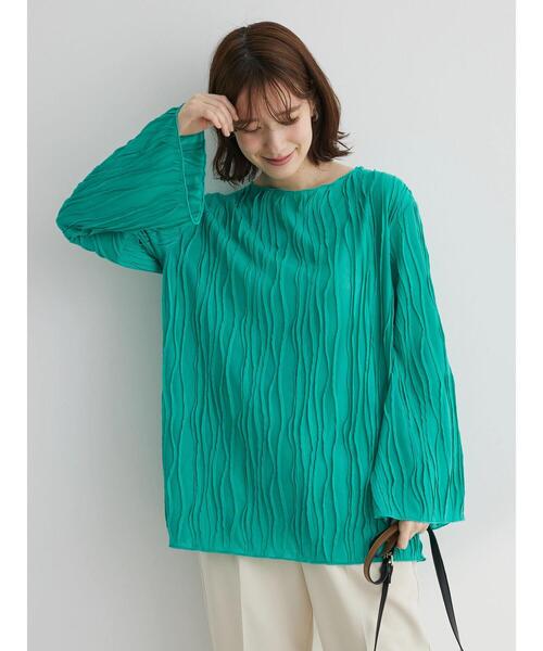 Green　Parks（グリーンパークス）の「ウエーブシアープルオーバー（Tシャツ/カットソー・レディース・グリーン/ベージュ/オフホワイト/ブラック・FREE）」の5枚目の写真