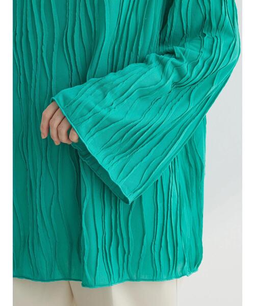 Green　Parks（グリーンパークス）の「ウエーブシアープルオーバー（Tシャツ/カットソー・レディース・グリーン/ベージュ/オフホワイト/ブラック・FREE）」の6枚目の写真