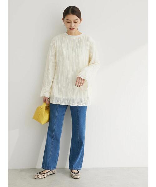 Green　Parks（グリーンパークス）の「ウエーブシアープルオーバー（Tシャツ/カットソー・レディース・グリーン/ベージュ/オフホワイト/ブラック・FREE）」の22枚目の写真