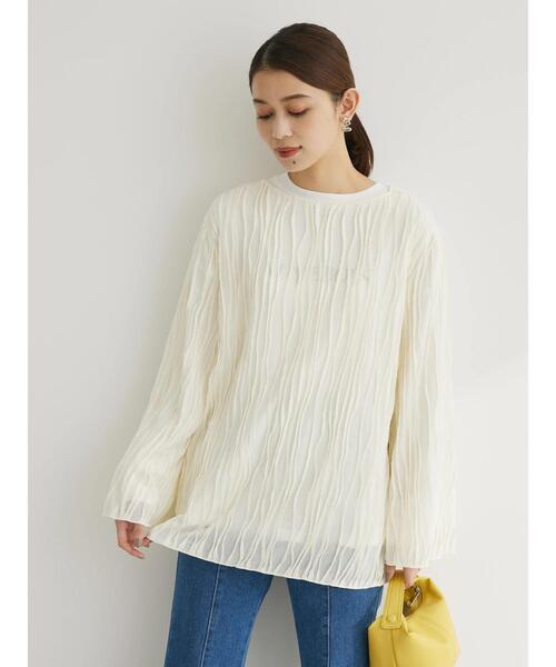 Green　Parks（グリーンパークス）の「ウエーブシアープルオーバー（Tシャツ/カットソー・レディース・グリーン/ベージュ/オフホワイト/ブラック・FREE）」の19枚目の写真