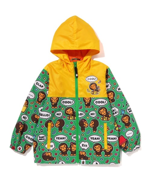 A BATHING APE(アベイシングエイプ)の「BABY MILO SPEECH BALLOON COLOR BLOCK HOODIE JACKET K(マウンテンパーカー・キッズ・サックスブルー/イエロー・140/130/110/100/120/90)」の2枚目の写真