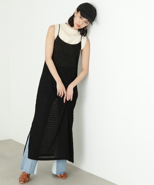 FREE'S MART（フリーズマート）の「シャーリングシアーキャミワンピース（ワンピース・レディース・ブラック/ホワイト・FREE）」の16枚目の写真