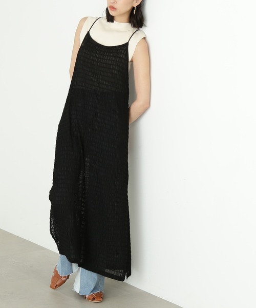 FREE'S MART（フリーズマート）の「シャーリングシアーキャミワンピース（ワンピース・レディース・ブラック/ホワイト・FREE）」の3枚目の写真