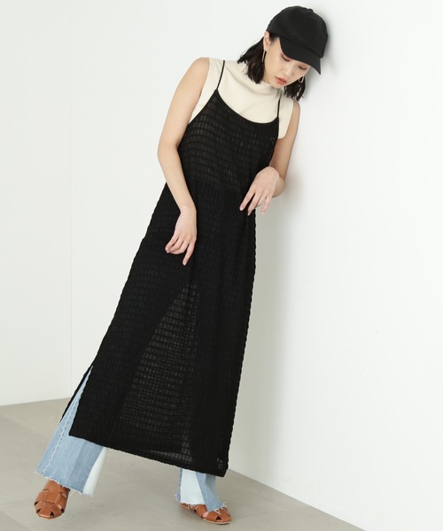 FREE'S MART（フリーズマート）の「シャーリングシアーキャミワンピース（ワンピース・レディース・ブラック/ホワイト・FREE）」の21枚目の写真