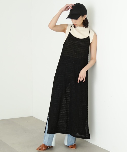 FREE'S MART（フリーズマート）の「シャーリングシアーキャミワンピース（ワンピース・レディース・ブラック/ホワイト・FREE）」の10枚目の写真