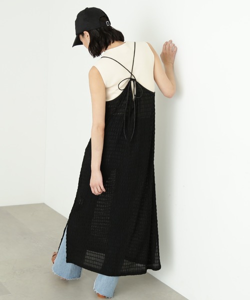 FREE'S MART（フリーズマート）の「シャーリングシアーキャミワンピース（ワンピース・レディース・ブラック/ホワイト・FREE）」の13枚目の写真