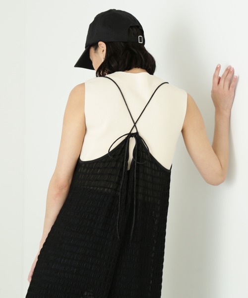 FREE'S MART（フリーズマート）の「シャーリングシアーキャミワンピース（ワンピース・レディース・ブラック/ホワイト・FREE）」の19枚目の写真