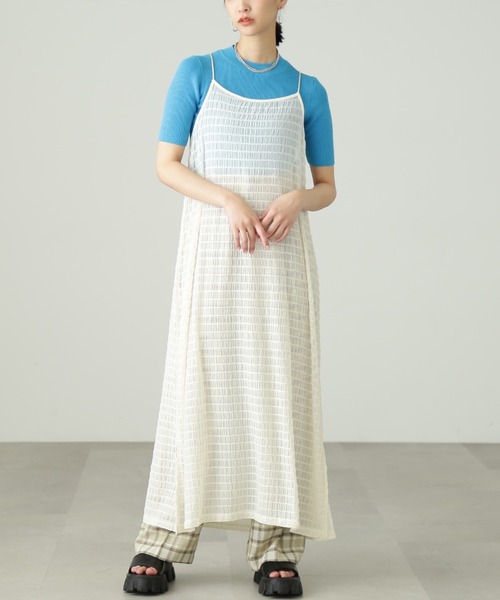 FREE'S MART（フリーズマート）の「シャーリングシアーキャミワンピース（ワンピース・レディース・ブラック/ホワイト・FREE）」の17枚目の写真