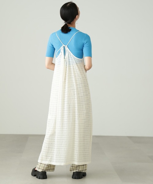 FREE'S MART（フリーズマート）の「シャーリングシアーキャミワンピース（ワンピース・レディース・ブラック/ホワイト・FREE）」の4枚目の写真