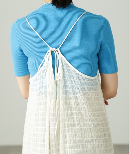 FREE'S MART（フリーズマート）の「シャーリングシアーキャミワンピース（ワンピース・レディース・ブラック/ホワイト・FREE）」の9枚目の写真