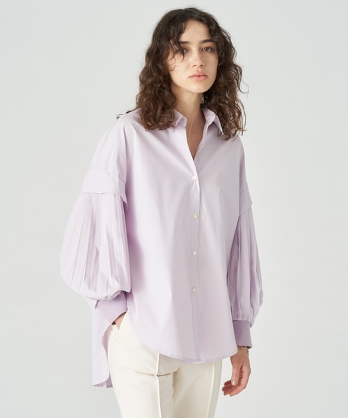 LOVELESS(ラブレス)の「スリーブプリーツシャツ(シャツ/ブラウス・レディース・グリーン系その他/パープル系その他/ブラック/オフホワイト・FREE)」の4枚目の写真