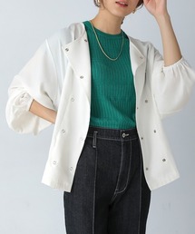 Bou Jeloud | 麻ライクリングドットジャケット(ノーカラージャケット)