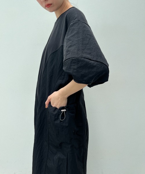 y/m（イム）の「ドロストポケットナイロンワンピース（ワンピース・レディース・ブラック/カーキ・FREE）」の8枚目の写真